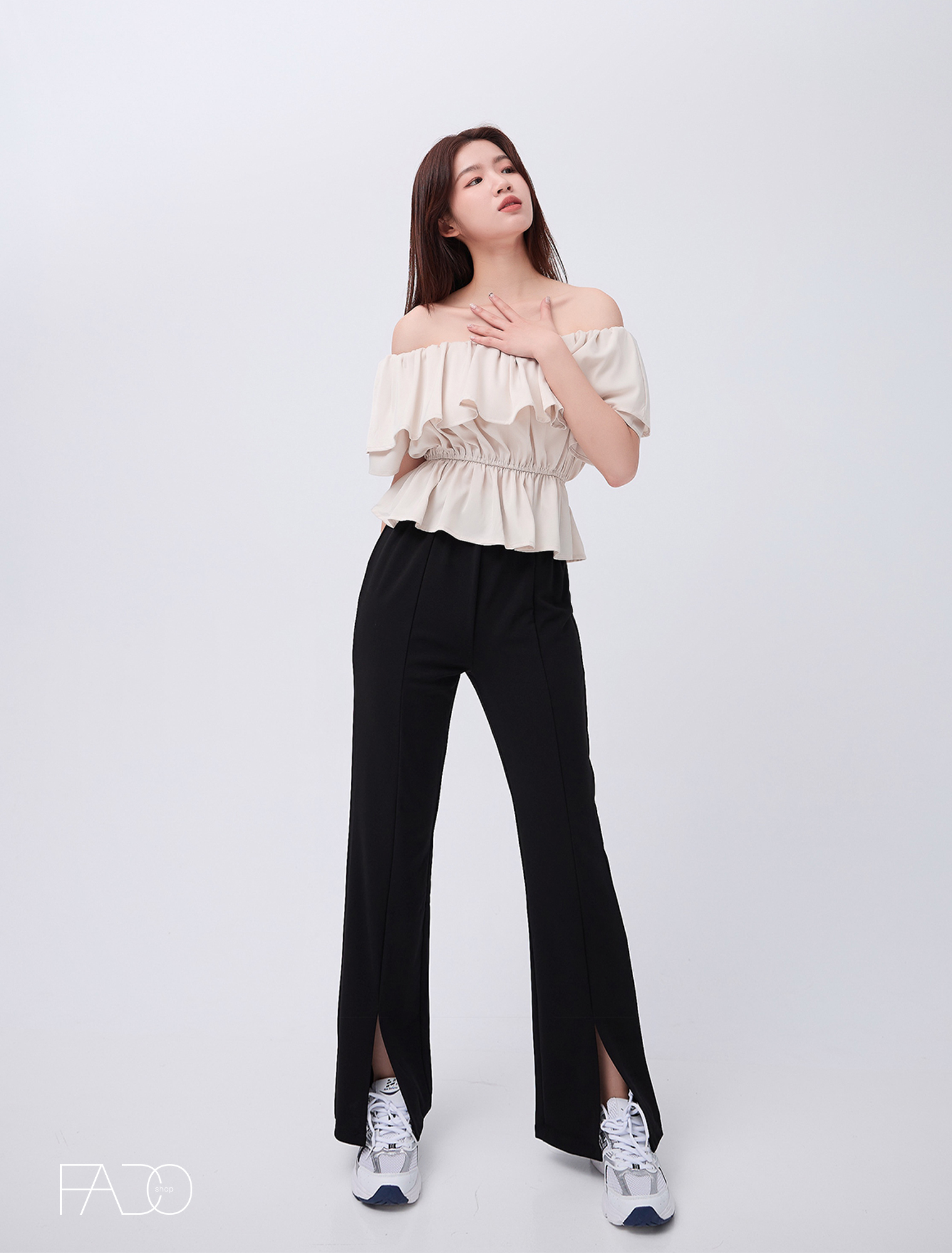 法朵Fado shop｜神級長-前開岔彈力寬褲 273C019 五色