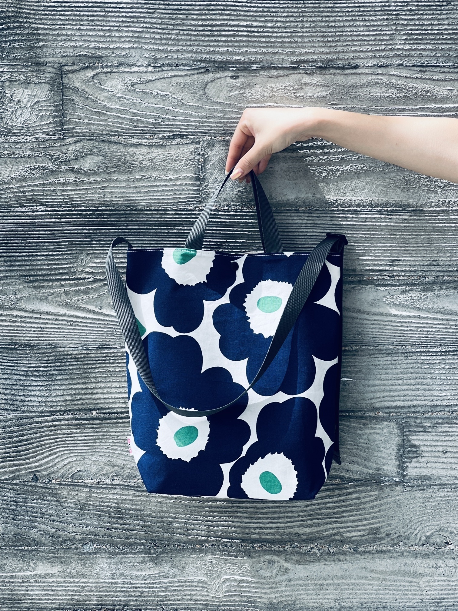 3 way easy tote | crossover 特別版布 | navy x green