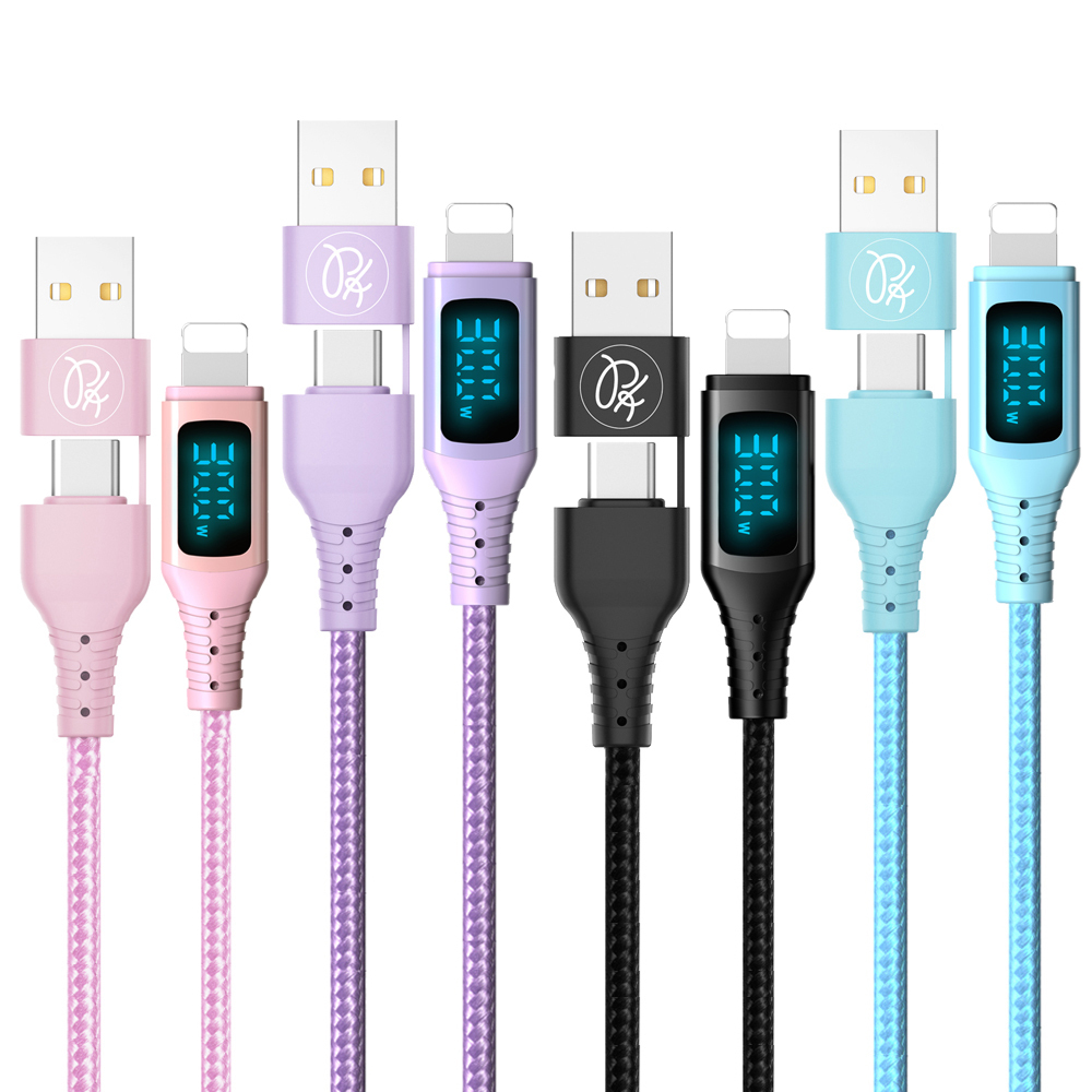 PICKOGEN 皮克全 二合一 Type-C/USB-A TO Lightning PD充電線傳輸線 VAW數顯 神速 1.2M