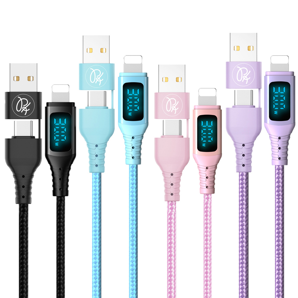 PICKOGEN 皮克全 二合一 Type-C/USB-A TO Lightning PD充電線傳輸線 VAW數顯 神速 1.8M