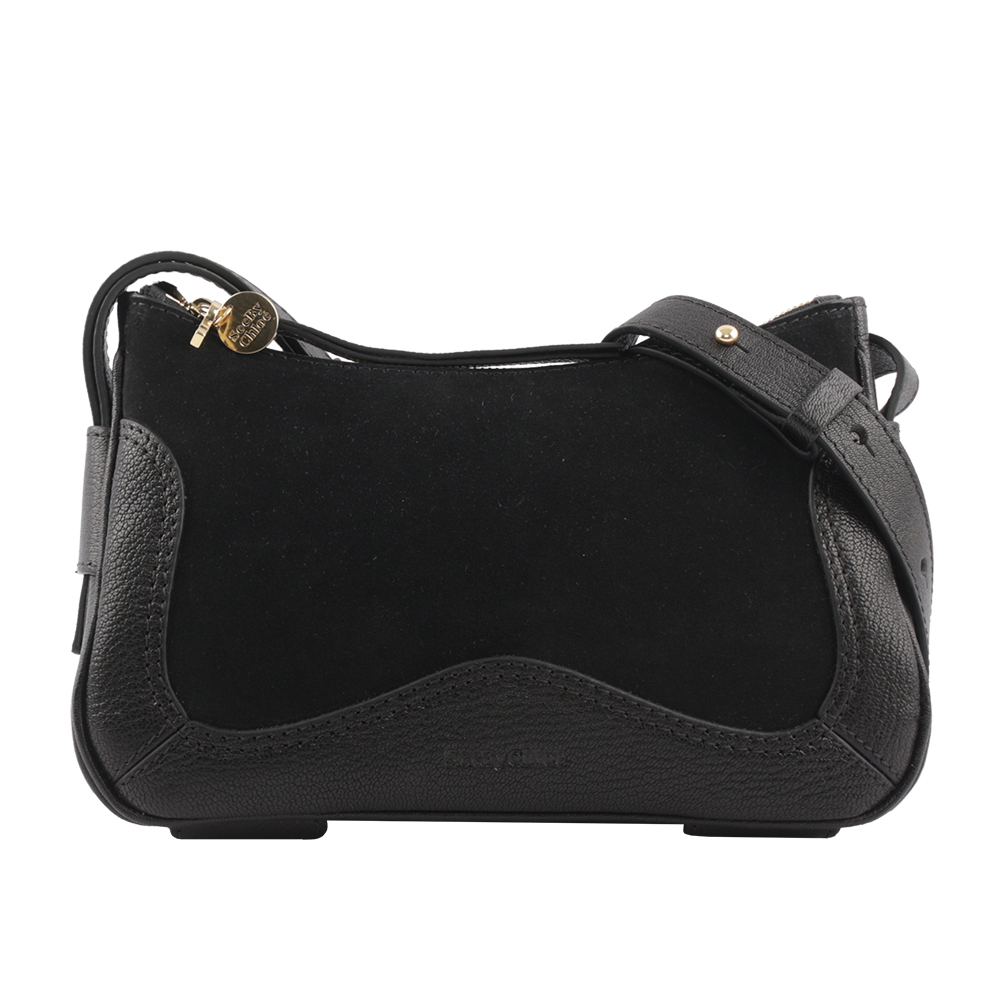 【See by Chloé】HANA HOBO 牛皮拼麂皮迷你肩背/斜背二用包