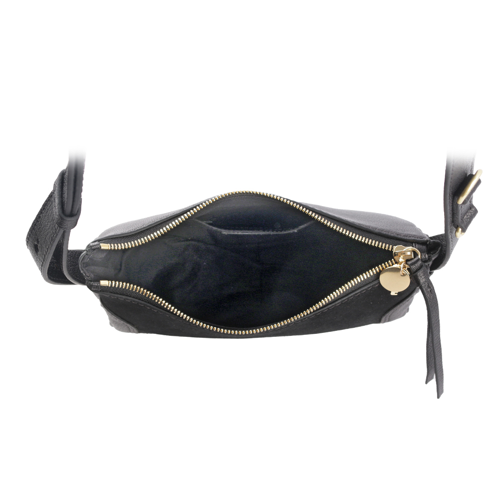 【See By Chloe】HANA HOBO 牛皮拼麂皮迷你肩背/斜背二用包(黑色) CHS23SSB98417001