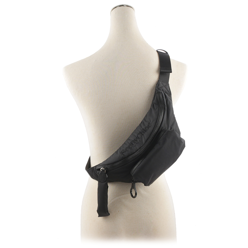 【SEE BY CHLOE】Joy Rider 再生尼龍腰包(黑色) CHS23USC15C25001