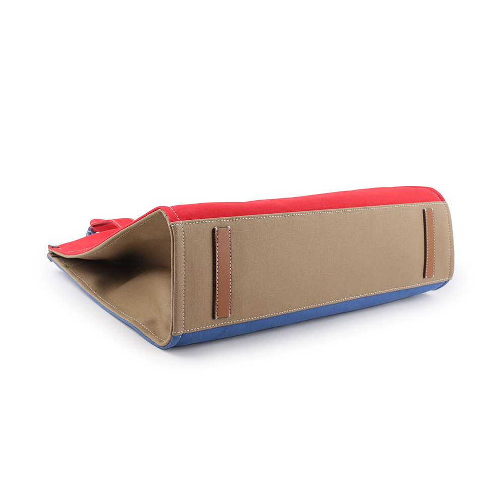 【TORY BURCH】Ella 拼色棉質帆布托特包(紅色/藍色) 153824 641