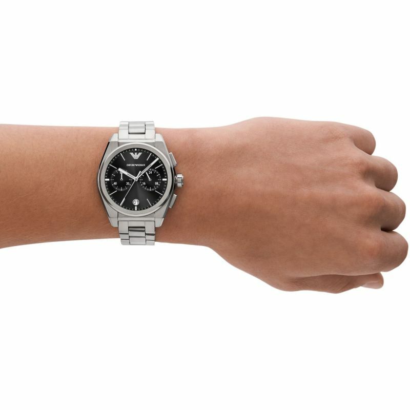 萬年鐘錶 - ARMANI  精品腕錶   黑面經典不鏽鋼男錶 AR11560  錶徑43MM