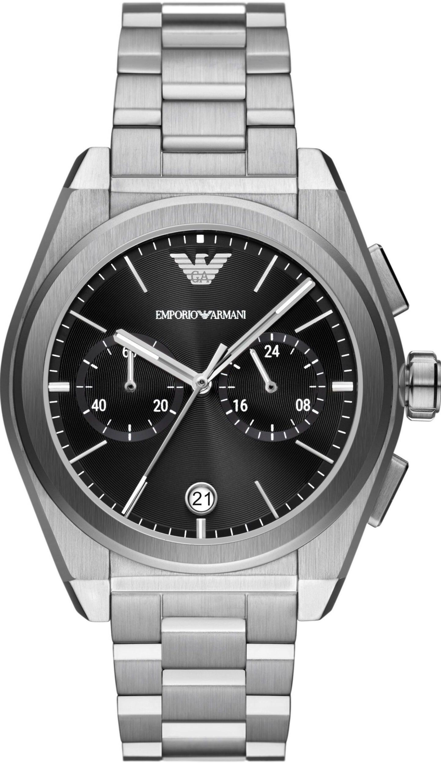 萬年鐘錶 - ARMANI  精品腕錶   黑面經典不鏽鋼男錶 AR11560  錶徑43MM