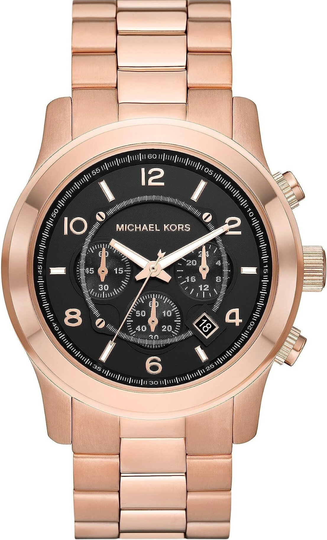 萬年鐘錶 - Michael Kors /  MK女錶  大錶徑黑面奢華玫瑰金女錶  MK9123  錶徑45MM
