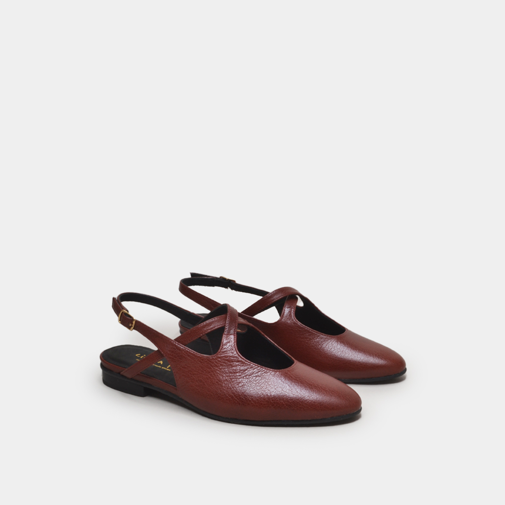 7916-1 手工交叉 復古瑪莉珍 咖啡紅