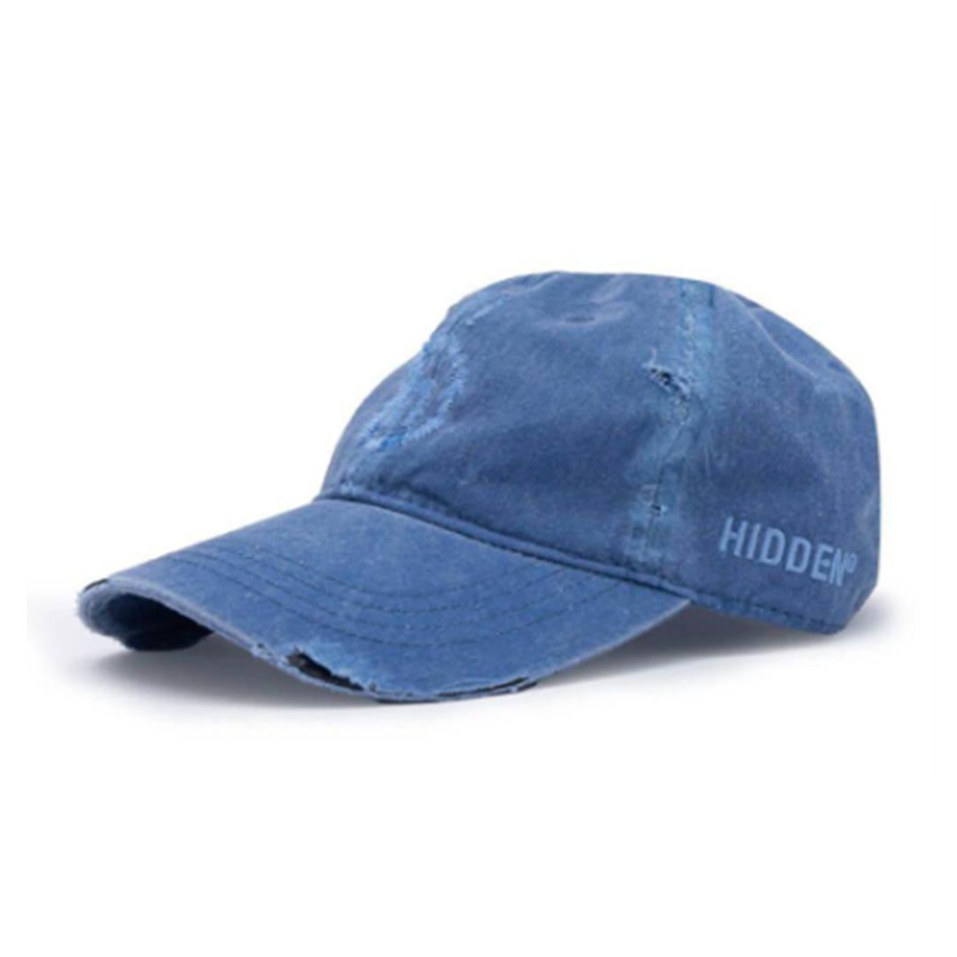 Hidden NY Destroyed Dad Hat Pixelated H Logo 破壞老帽藍色