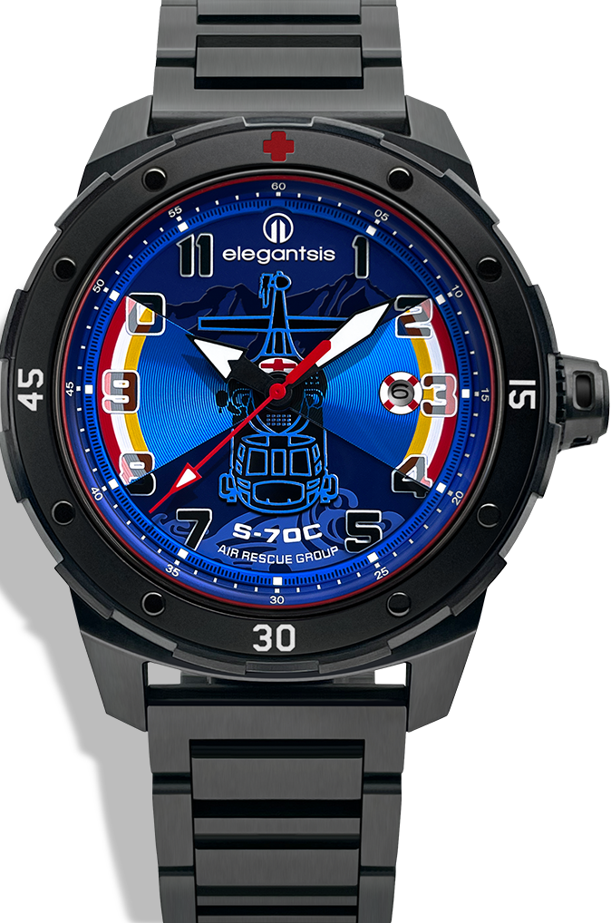 萬年鐘錶 - elegantsis 愛樂時    空軍救護隊限量機械經典男錶 ELJO48MAS-ARG-8U02MA