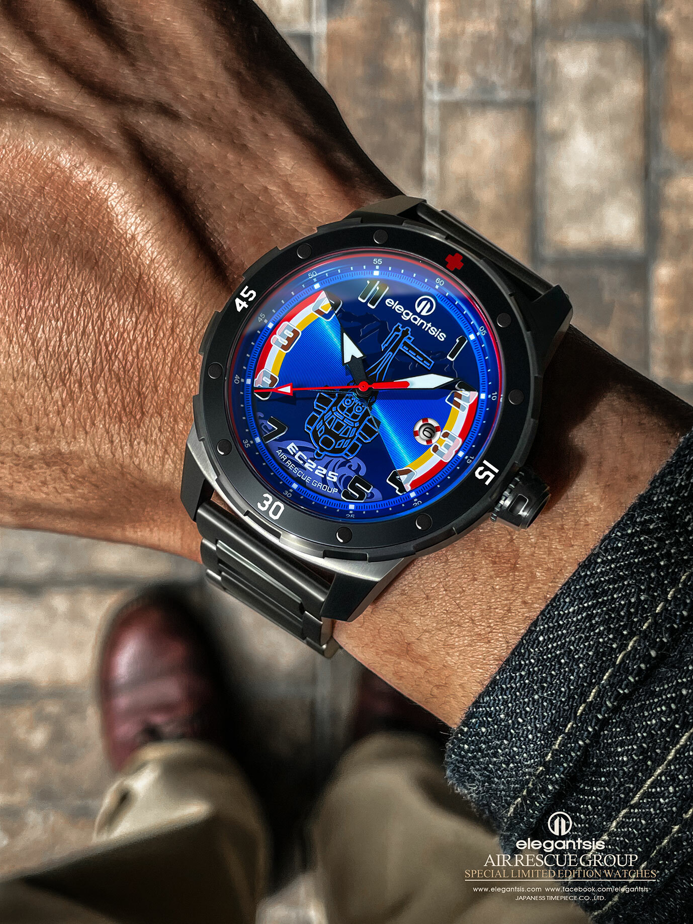 萬年鐘錶 - elegantsis 愛樂時    空軍救護隊限量機械經典男錶 ELJO48MAS-ARG-8U01MA