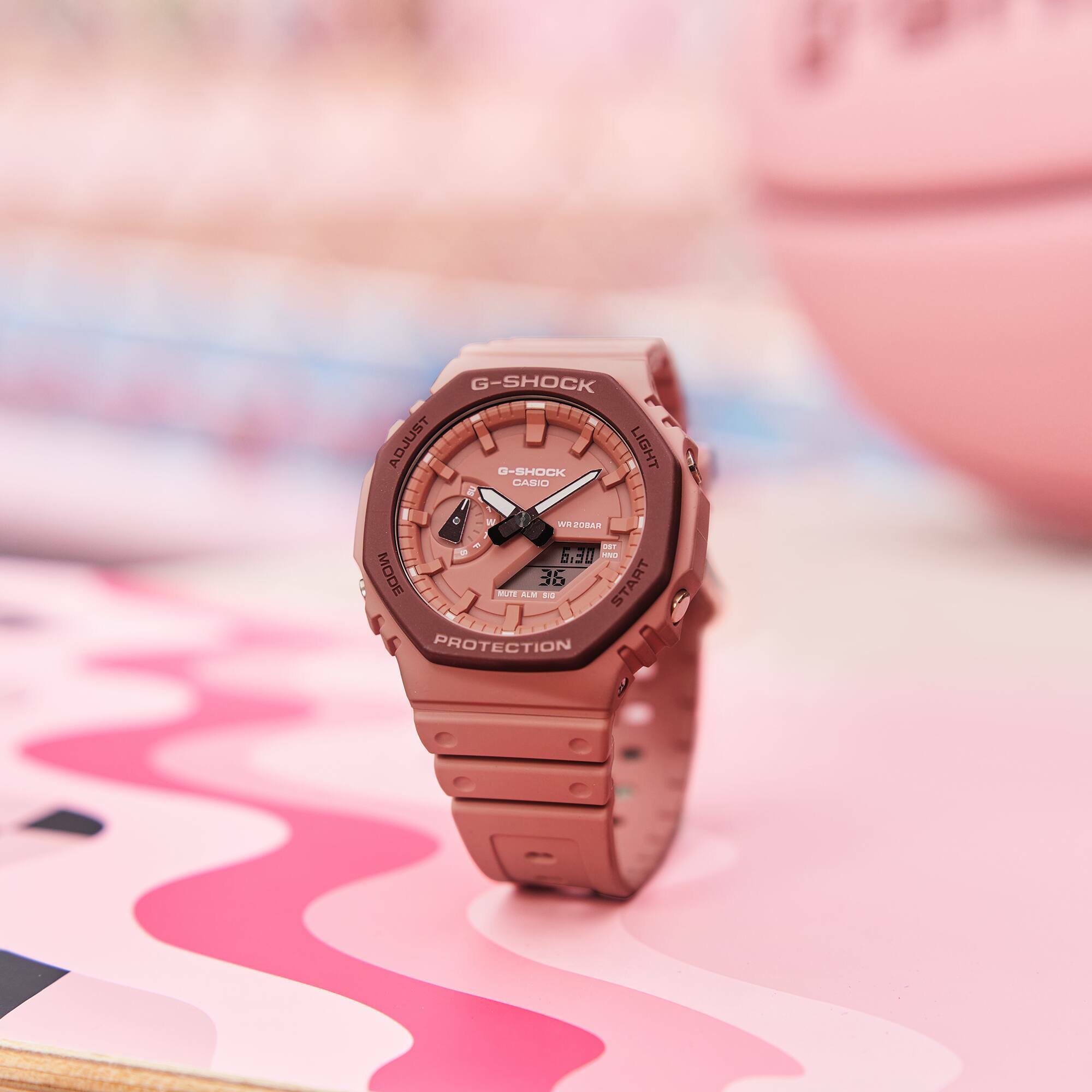 萬年鐘錶 - G-SHOCK  八角錶殼粉色調系列電子錶  GA-2110SL-4A4  錶徑 : 45.4 mm