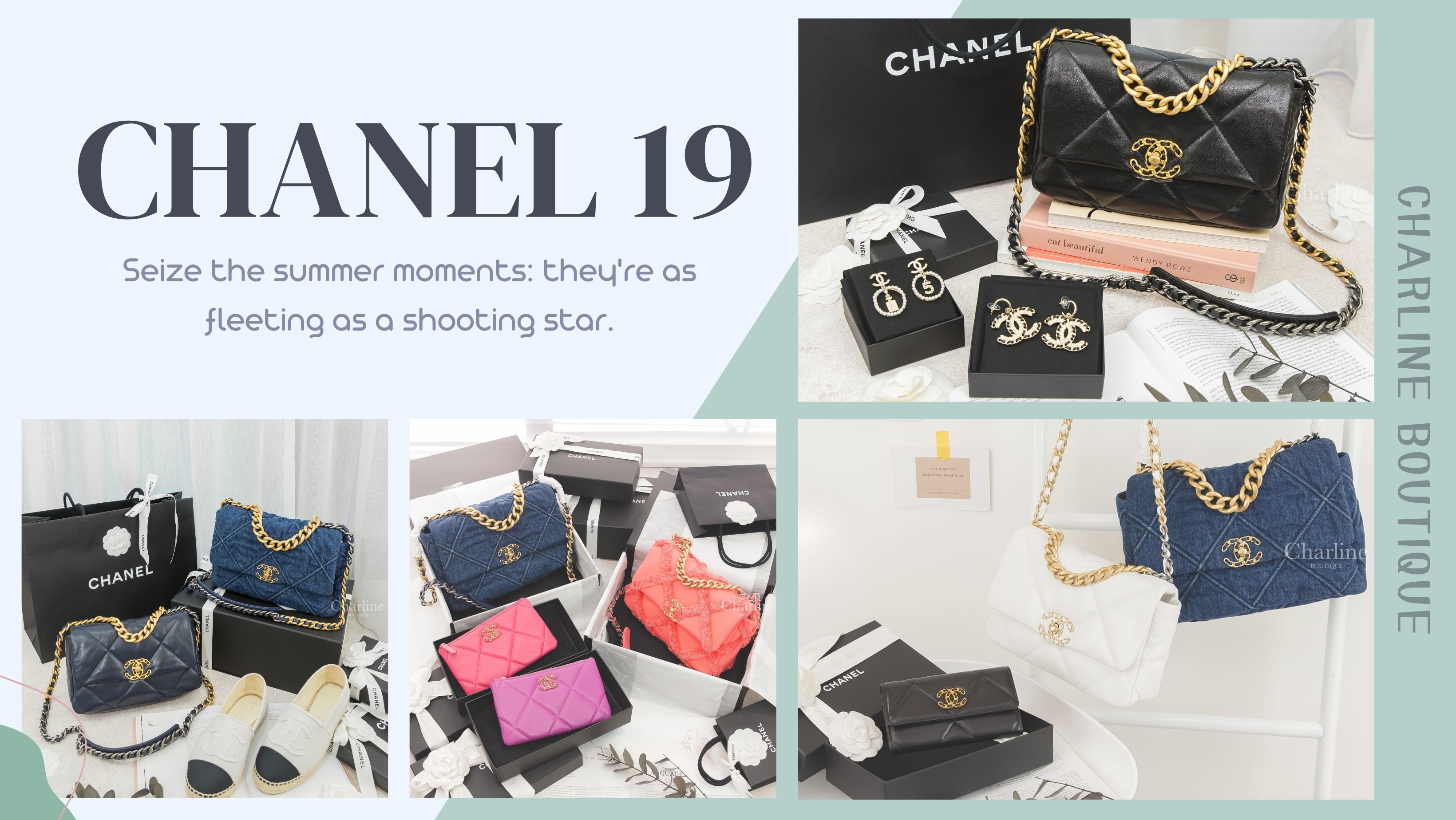 Chanel 19包是時尚界的耀眼明星，由香奈兒精心推出，老佛爺親手設計，更繼承2.55包和Classic Flap包的經典精髓，Chanel 19包提供多尺寸選擇：Regular 26cm、Large 30cm和Maxi 36cm，滿足不同需求。不僅外觀經典，功能也不馬虎，容納日常所需，化妝品、手機、錢包，甚至雨傘都能輕鬆放進。。Chanel 19包不僅是老佛爺的絕筆之作，成為香奈兒不可或缺的經典之 。