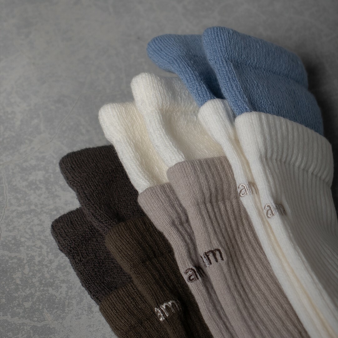 Faam 2 LAYER CREW 碧藍/白煙/碳竹 - 雙層針織高筒襪