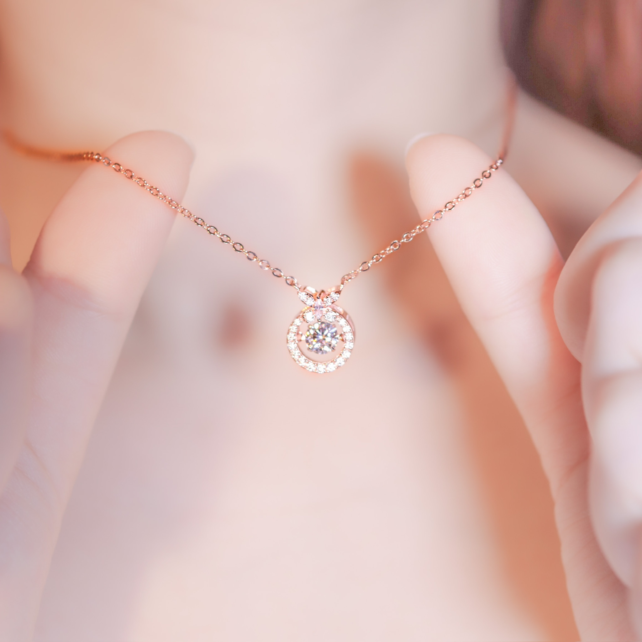 | 925 Silver・White Gold・Rose Gold | Dancing Reliable Person Necklace（Silver / Rose Gold） | NE0907 |
