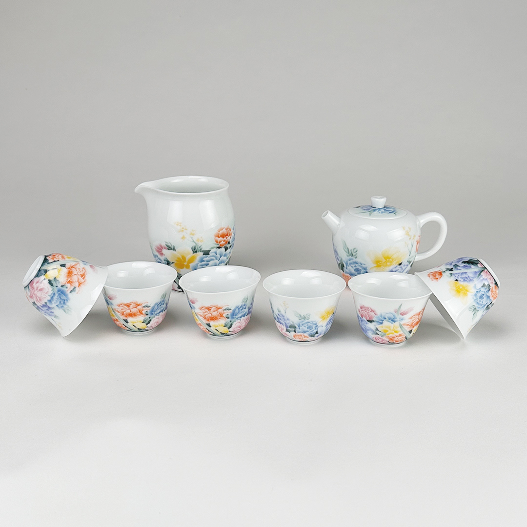 茶具組國色天香｜1壺1海6杯高雅陶瓷茶具推薦 送禮首選