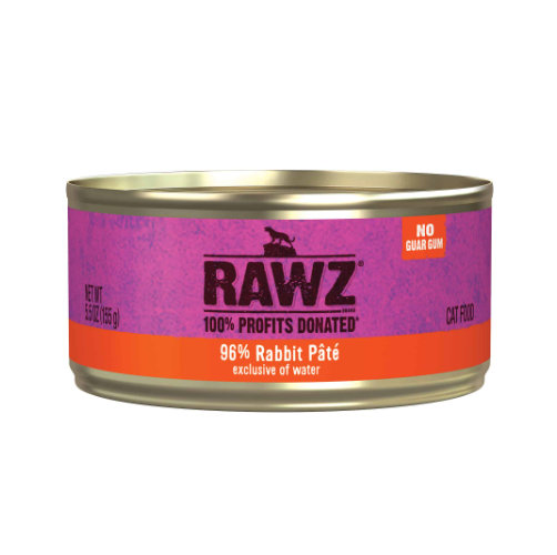 Rawz Meat Gum Free Cans For Cats - 96% Rabbit Pâté．155g【24cans】