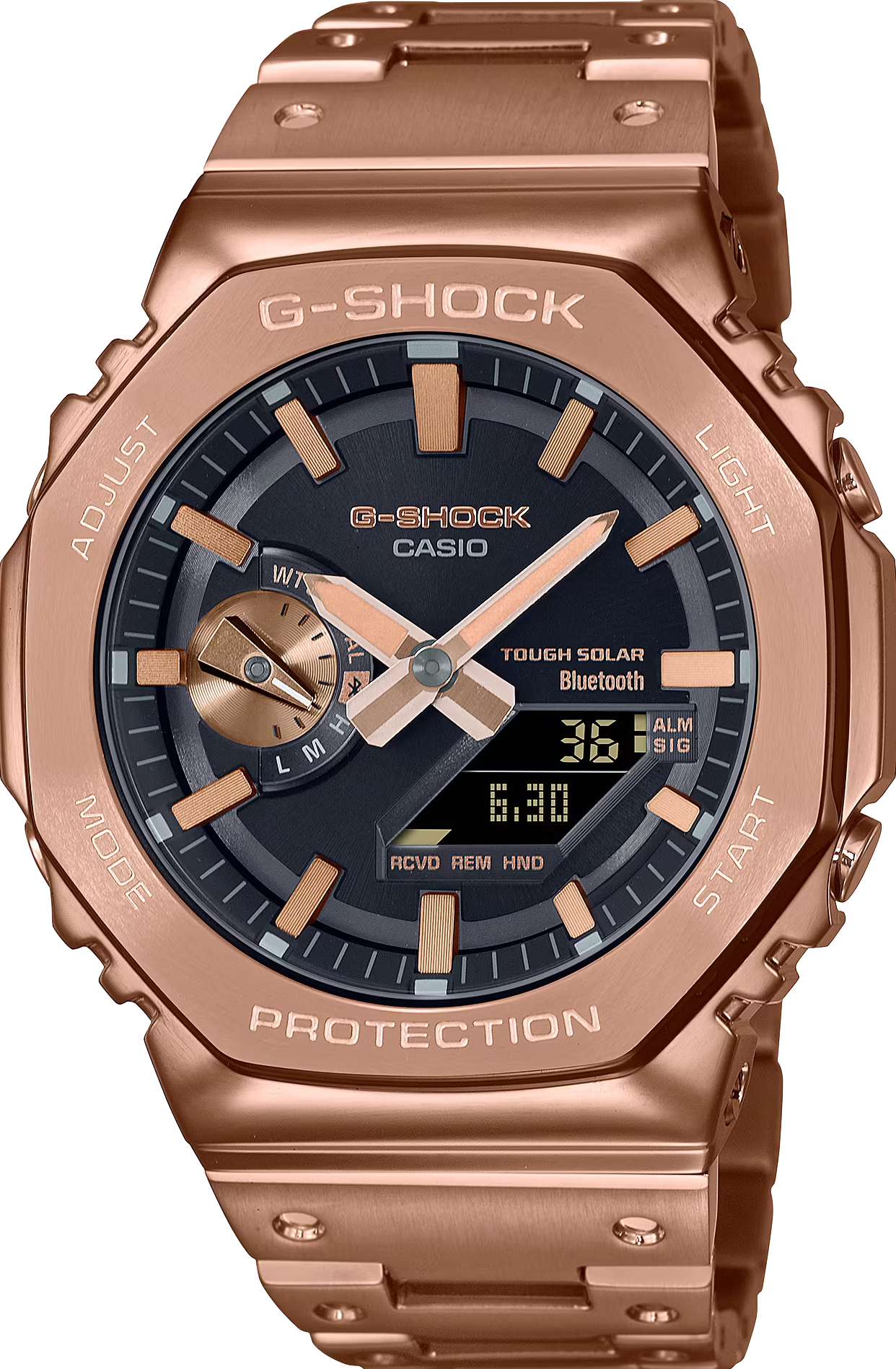 萬年鐘錶 - G-SHOCK  全金屬家族生力軍 金屬系列太陽能藍牙運動電子錶 GM-B2100GD-5A  錶徑 : 44.4 mm