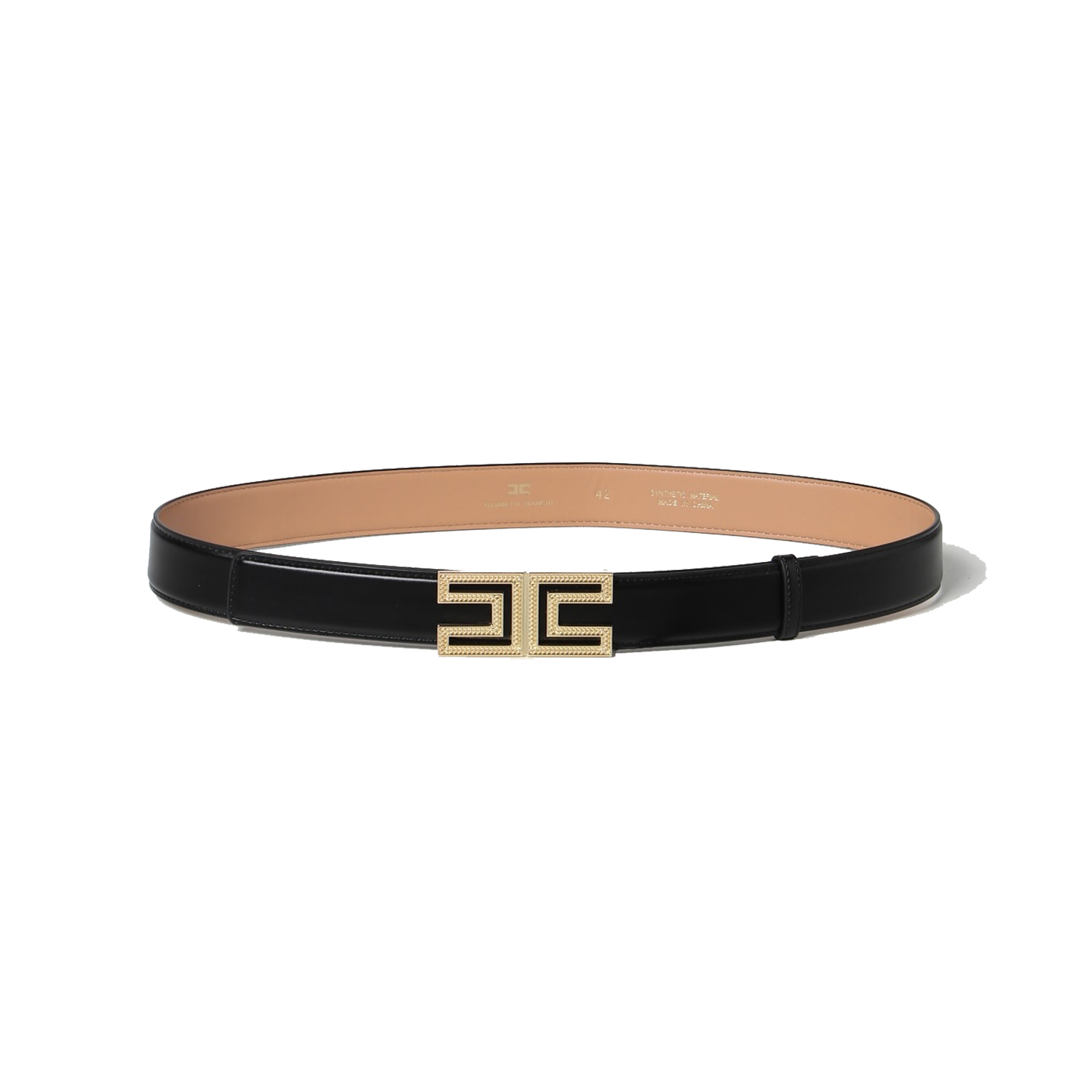 ElisabettaFranchi LOGO鍊條皮革腰帶 (黑)