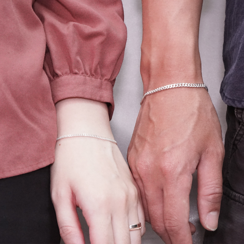 率性繩索情侶手鍊組  925純銀客製化刻字手鍊