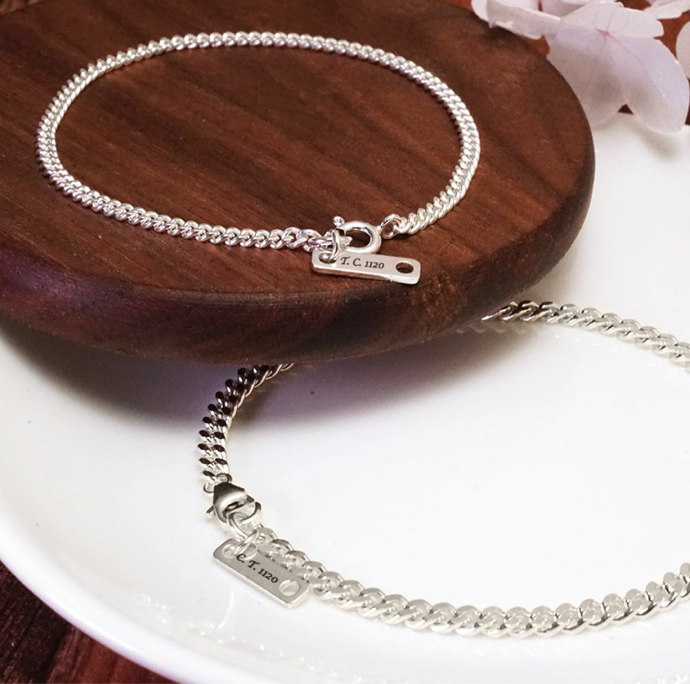 率性繩索情侶手鍊組  925純銀客製化刻字手鍊