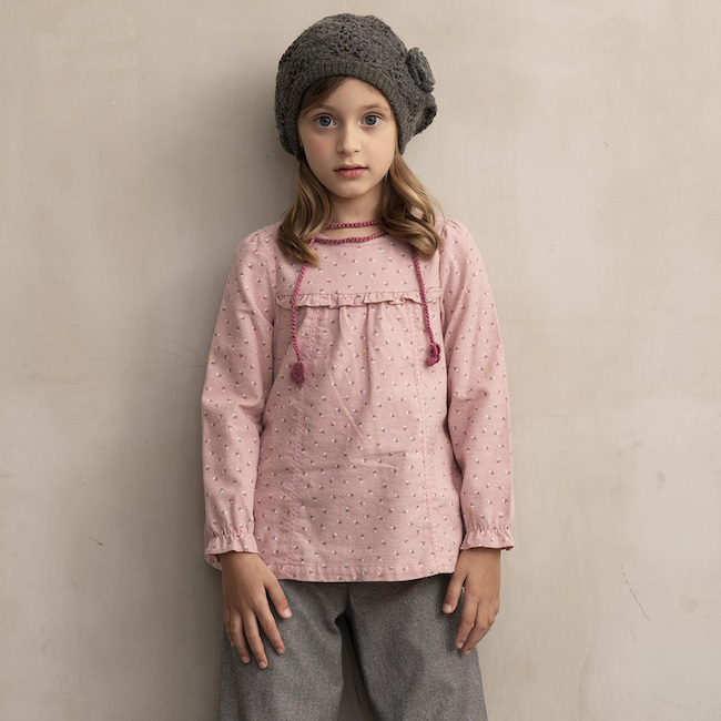 PIPPY 可愛點點印花彈性棉長袖上衣 粉