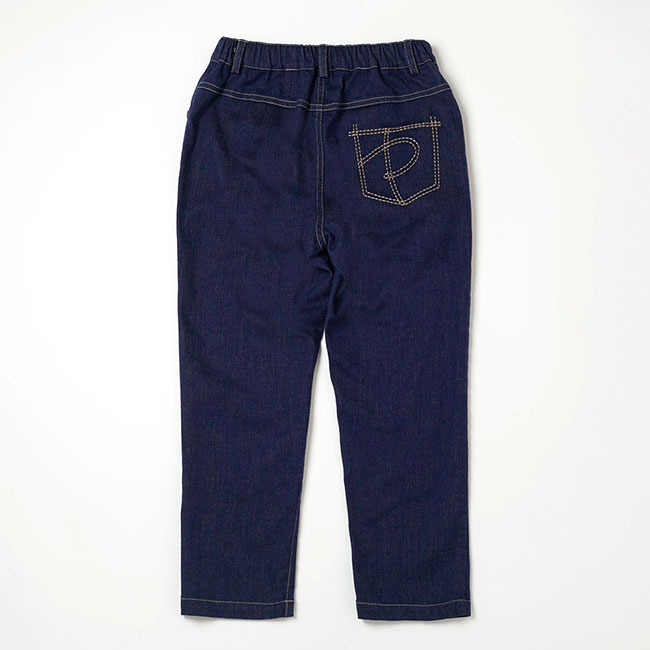 PIPPY 帥氣logo刺繡彈性牛仔長褲 藍