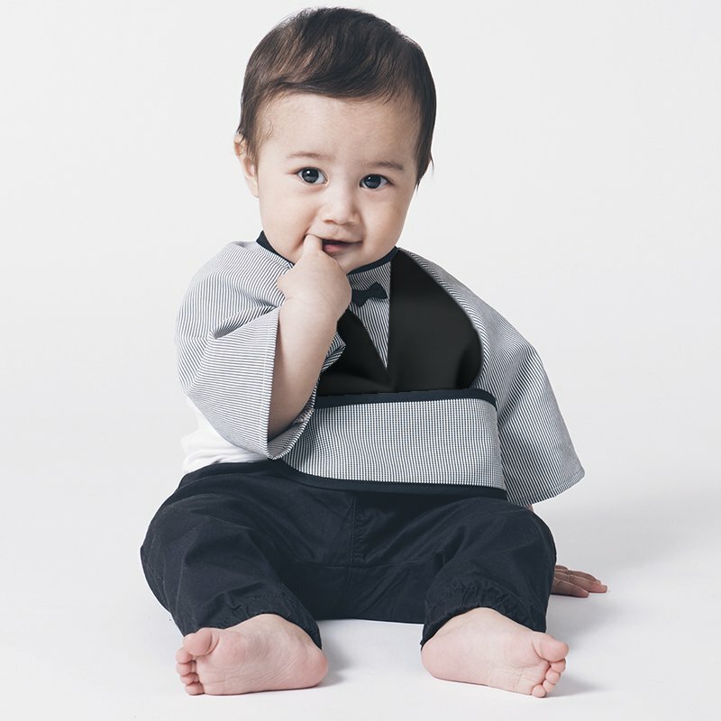 Niva 可愛造型圍兜/口水巾-餐桌小紳士(黑)