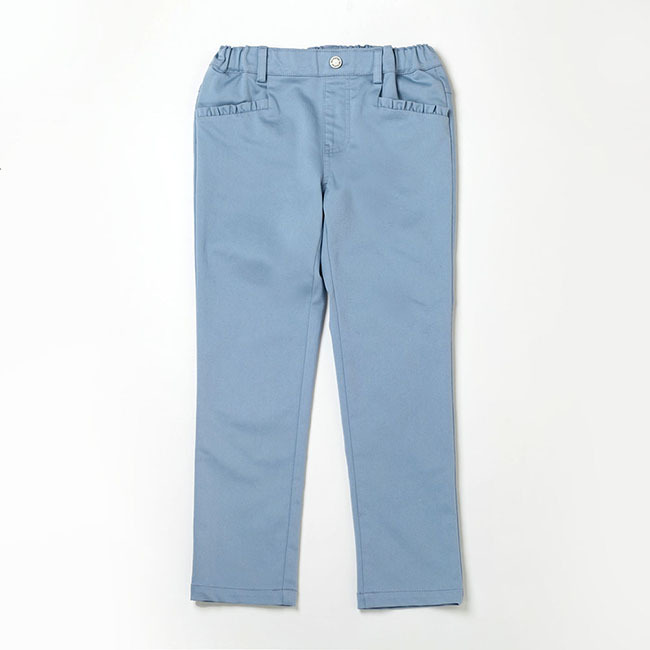 PIPPY 素面典雅彈性棉長褲 灰藍