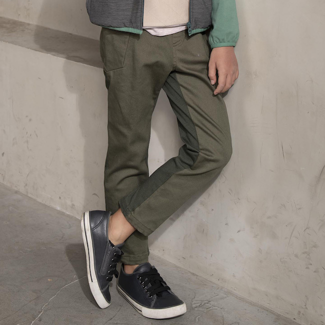 PIPPY 率性側口袋撞色彈性棉長褲 綠