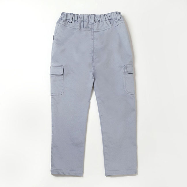 PIPPY 休閒中性款褲管大口袋工裝長褲 灰藍