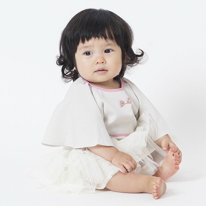 Niva 可愛造型圍兜/口水巾-餐桌小淑女(米)