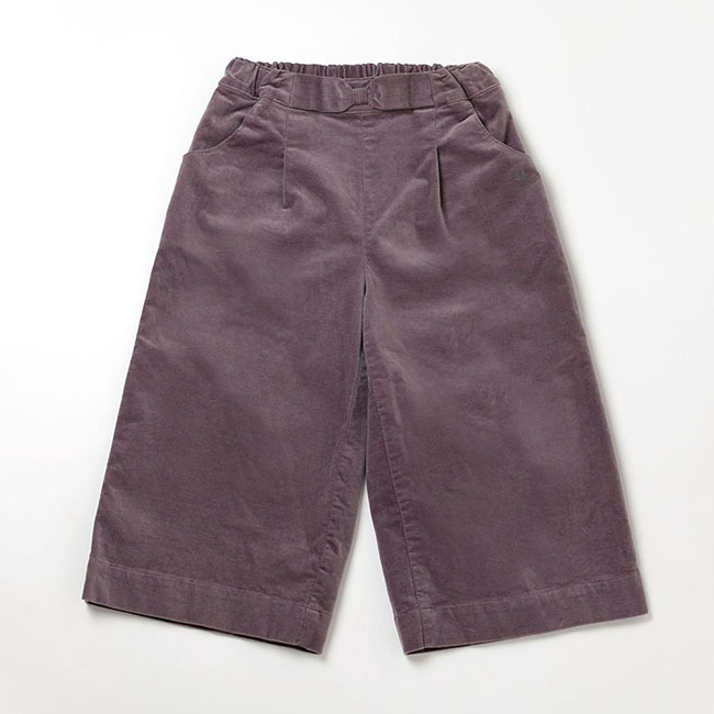 PIPPY 典雅絨布寬口7分長褲 灰紫