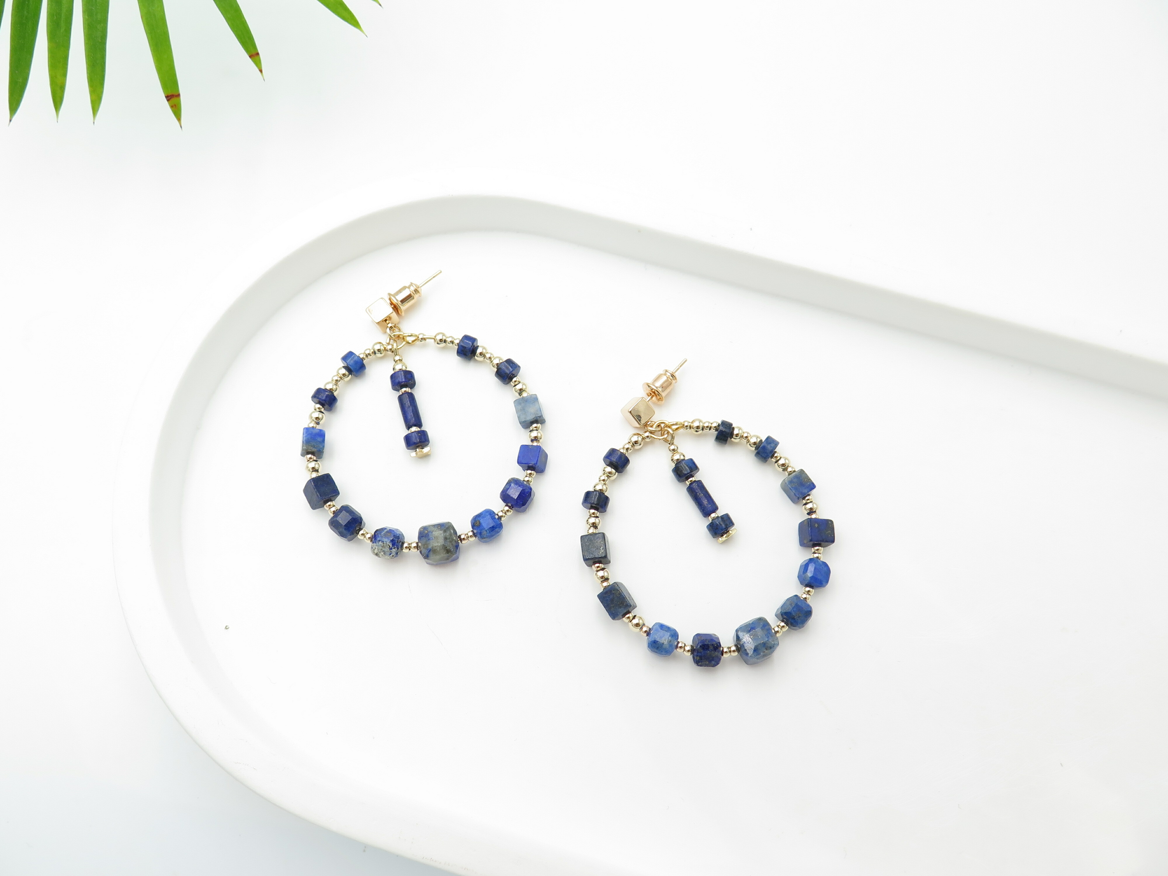 COLE COOL天然青金石圓圈字母耳環耳夾v2  可訂製