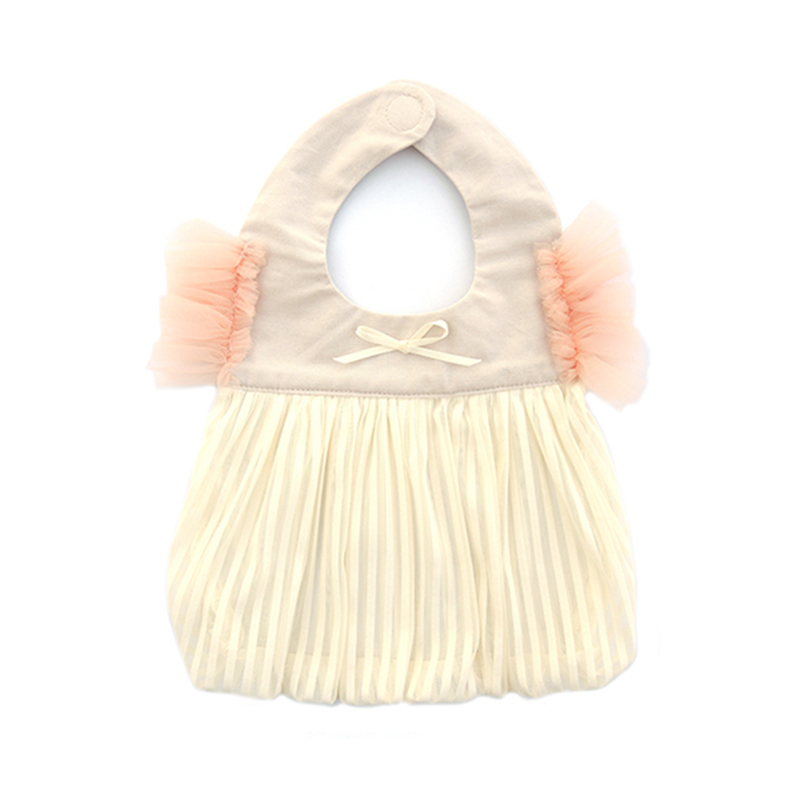 Niva 可愛造型圍兜/口水巾-條紋小輕甜(米)