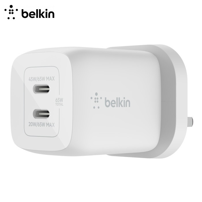 Belkin 雙 USB-C 65W GaN 充電器 WCH013myWH