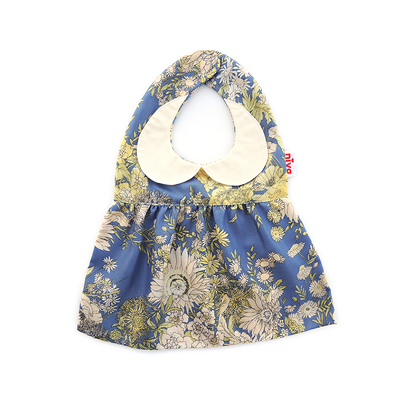 Niva 可愛造型圍兜/口水巾-花漾女孩(藍)