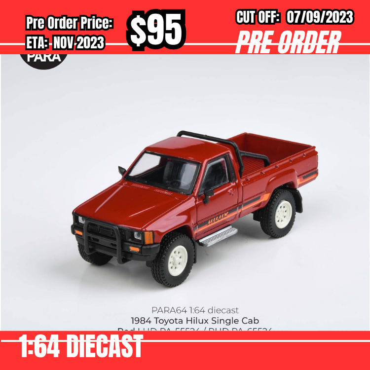 PO-$95 * Para64 * 1:64 1984 Toyota Hilux  Single Cab Red RHD [OD24/08]