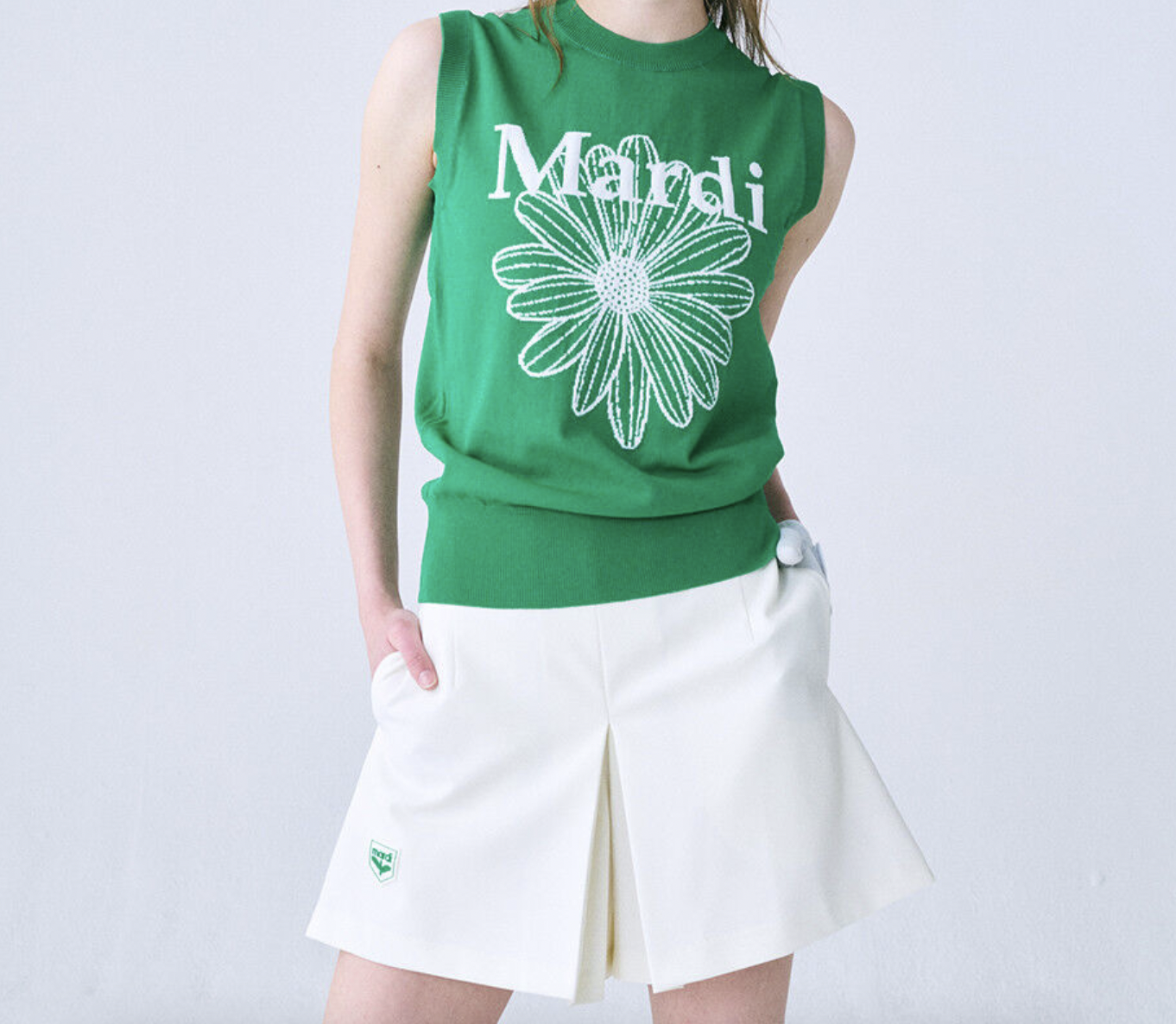 韓國Mardi Mercredi MARDI FLOWER SLEEVELESS KNIT TOP_GREEN