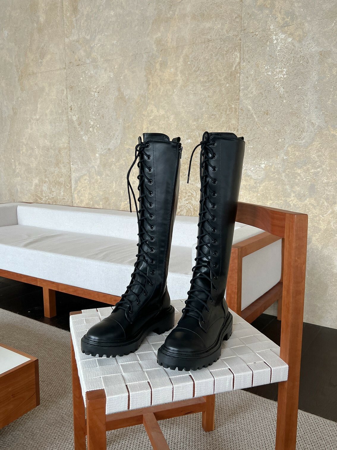 5308內側拉鍊鞋帶長筒軍靴