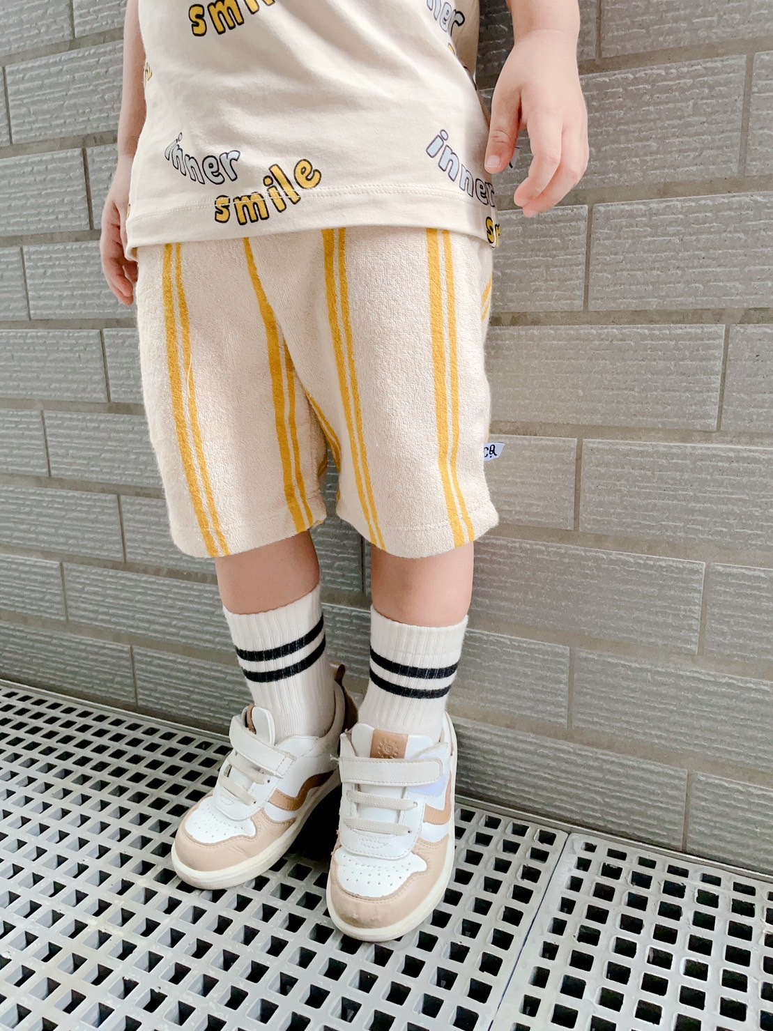 荷蘭CarlijnQ 有機棉直條紋短褲 - Stripes Yellow