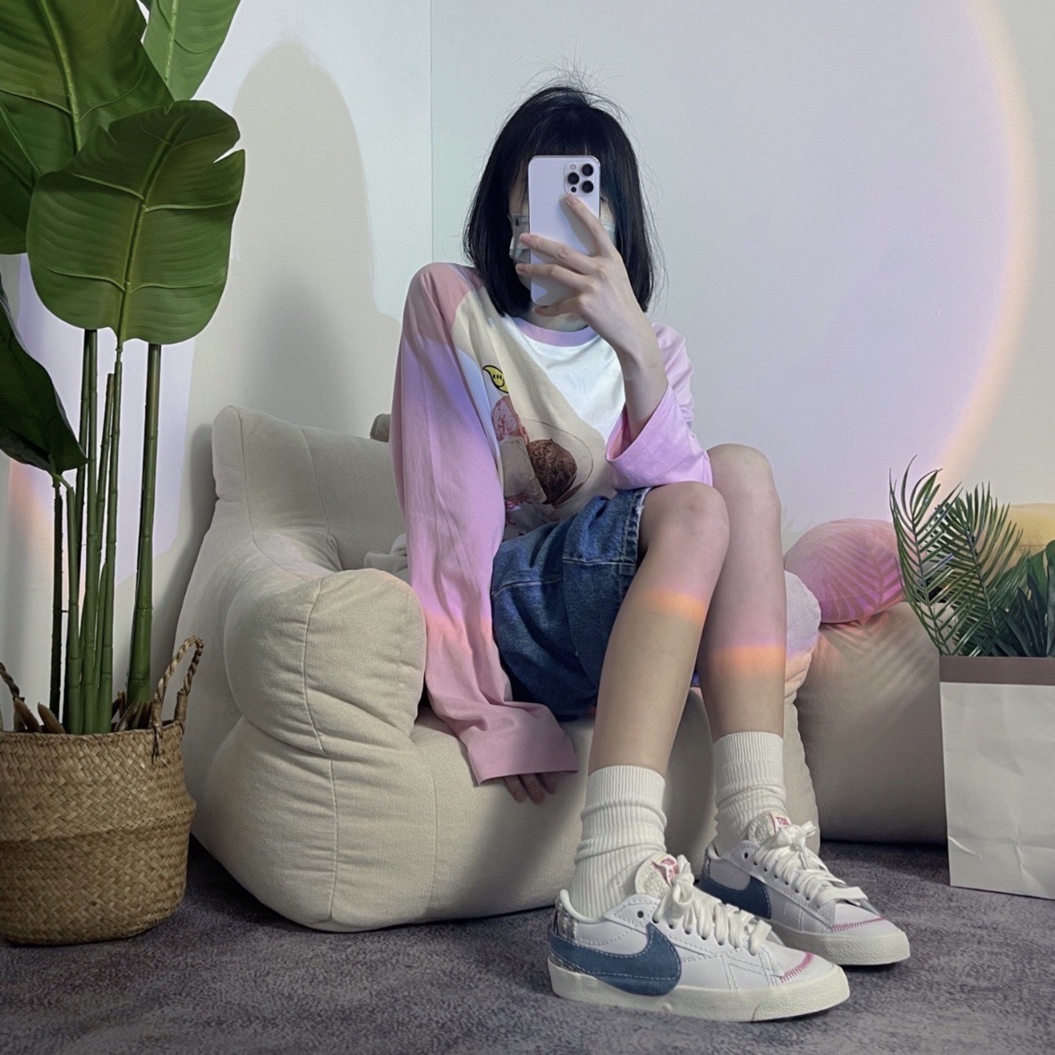 ΝΙΚЕ Blazer Low Jumbo 牛仔丹寧 小香風 白藍 粉藍