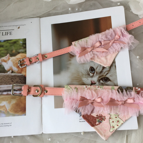 宠物衣服 韩粉蝴蝶结口水巾 （插扣）