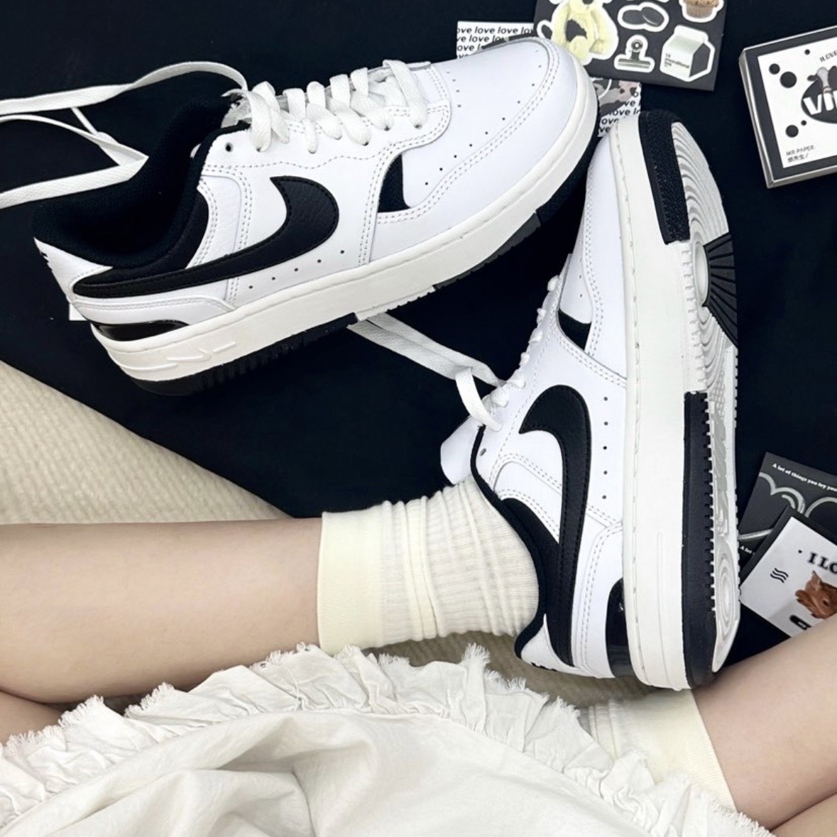 Nike Gamma Force White Black  黑白 經典 厚底 增高 穿搭 女鞋