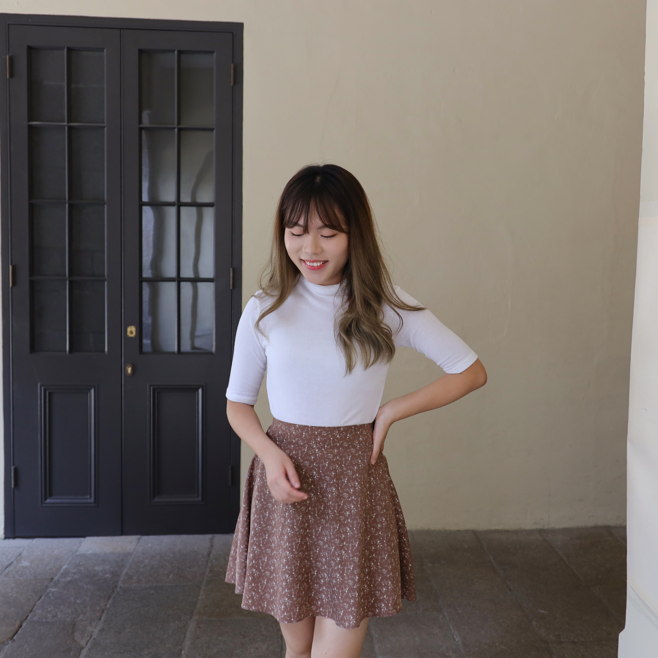 ✨||TOP408||微半領五分袖彈性棉TOP