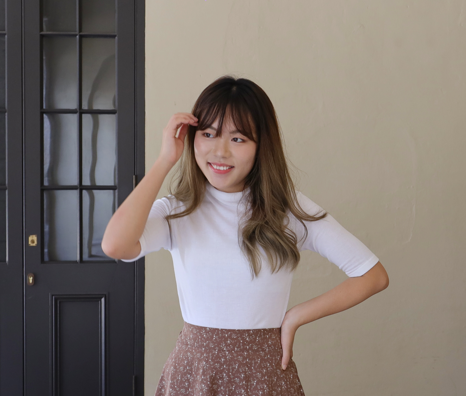 ✨||TOP408||微半領五分袖彈性棉TOP