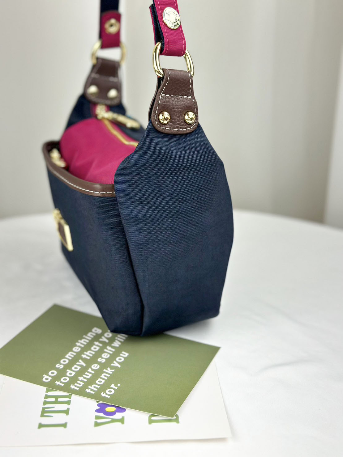 GOODS 藍桃拼色防潑水肩背包 / 側背包  #2503