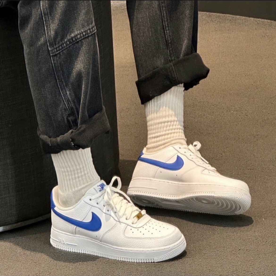 Nike Air Force 1 '07 Low Royal Blue 藍白 皇家藍 金標 男鞋 DM2845-100