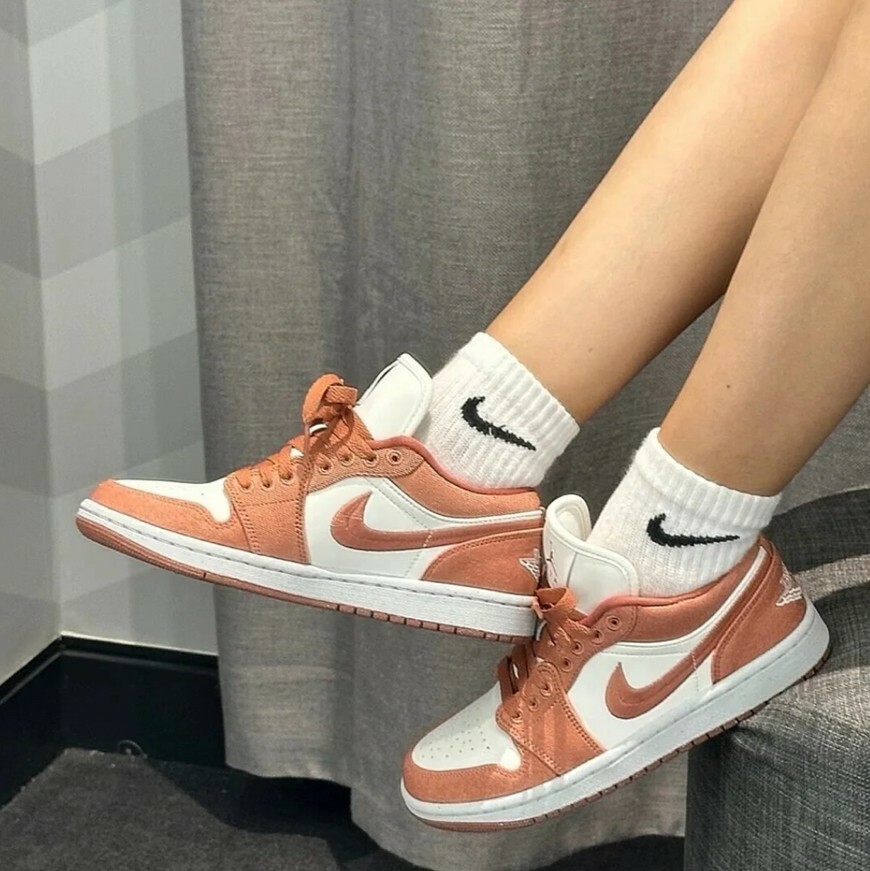 Nike Air Jordan 1 Low SE "Canvas" 玫瑰粉 日落橘 AJ1 休閒鞋 女鞋