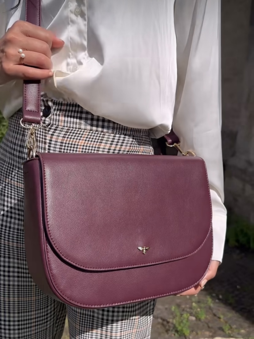 **Fable Nina Messenger Handbag Burgundy Vegan Leather 47139